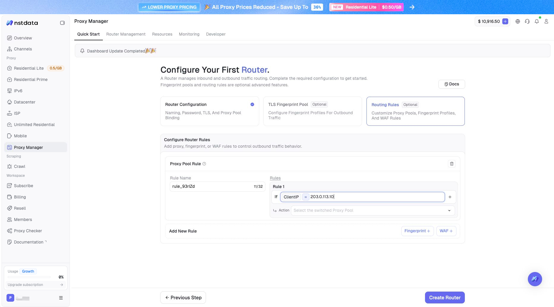 Quick Start - Routing Rules configuration