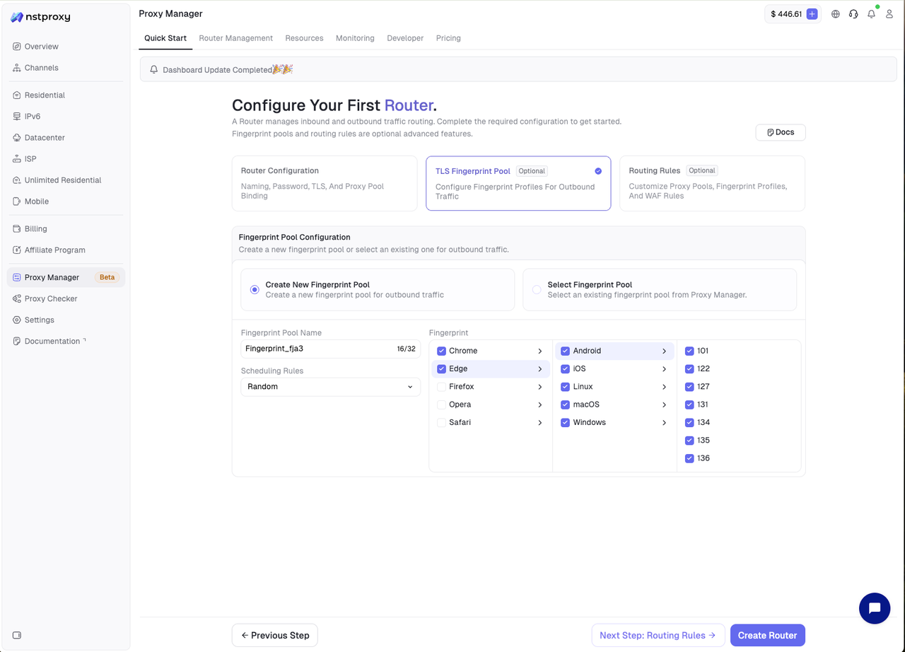 Quick Start - Fingerprint Pool configuration