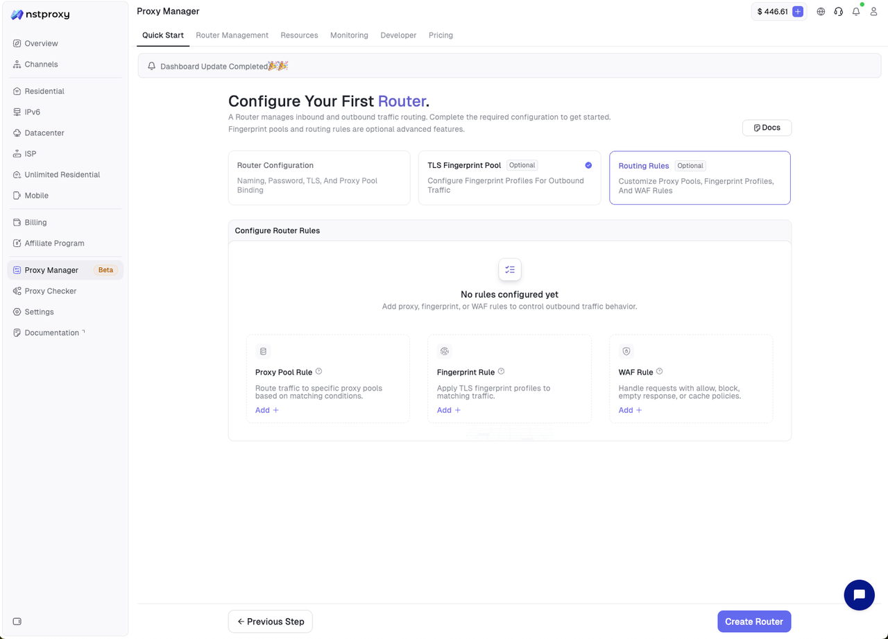 Quick Start - Routing Rules configuration